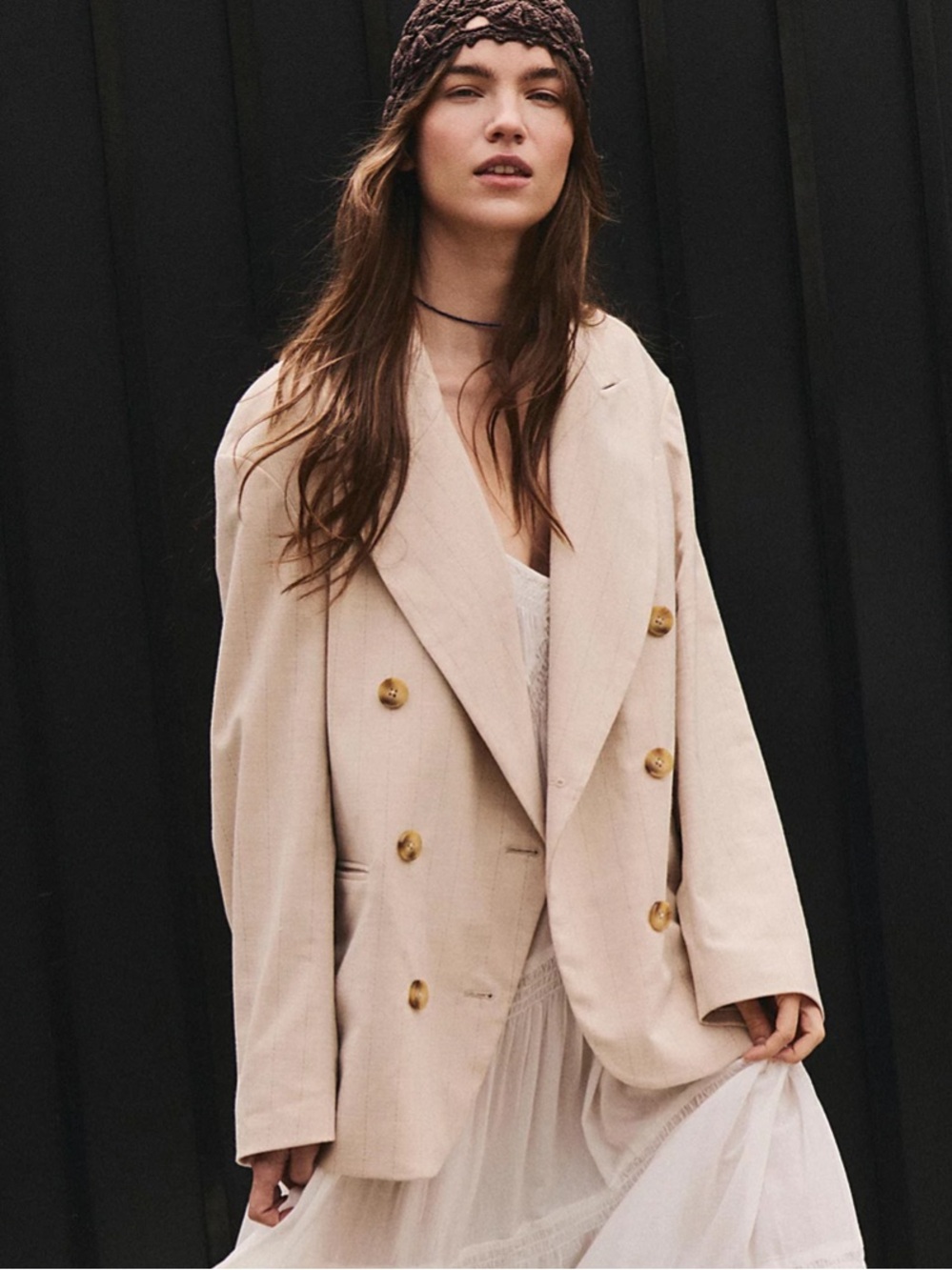 NWT 🤎 Free People Blazer in Sand/Striped Size Small